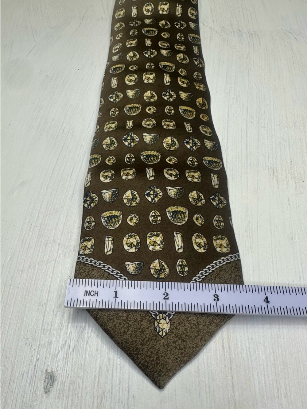 Gianfranco Ferre 90’s Vintage Silk Tie Brown Gold Old Money Italy LuxuryDesigner - Picture 4 of 9